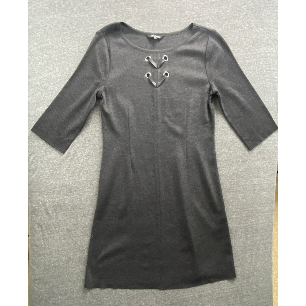 Misook Dress Womens Small Gray Sheath Knit Pullover‎ Capsule Minimalist Office